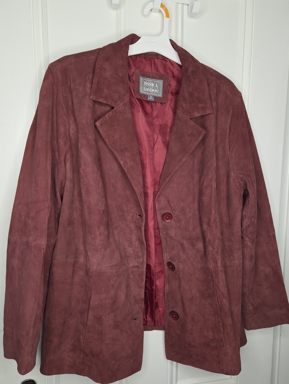 Vintage Jessica London Burgundy Genuine Suede Blazer Jacket